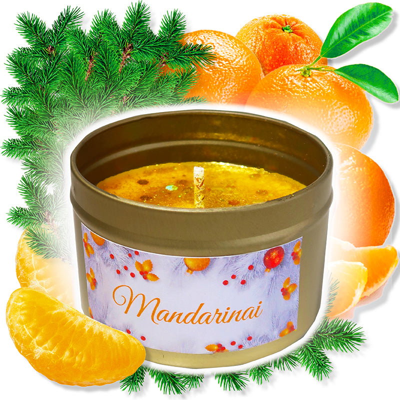 Žvakė 'MANDARINAI' (kvapas: mandarinas, gintaras, persikas)